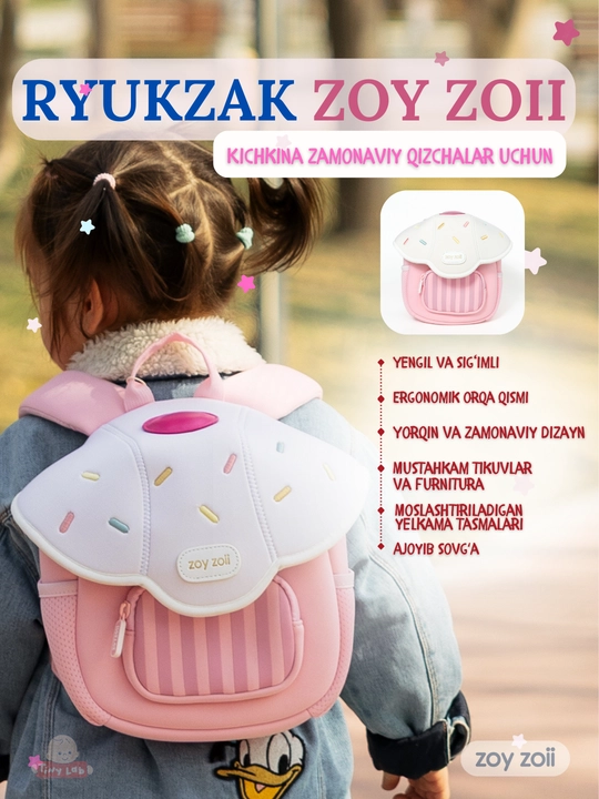 Bolalar ryukzaki ZoyZoii maktab, sayohat va sayr uchun
