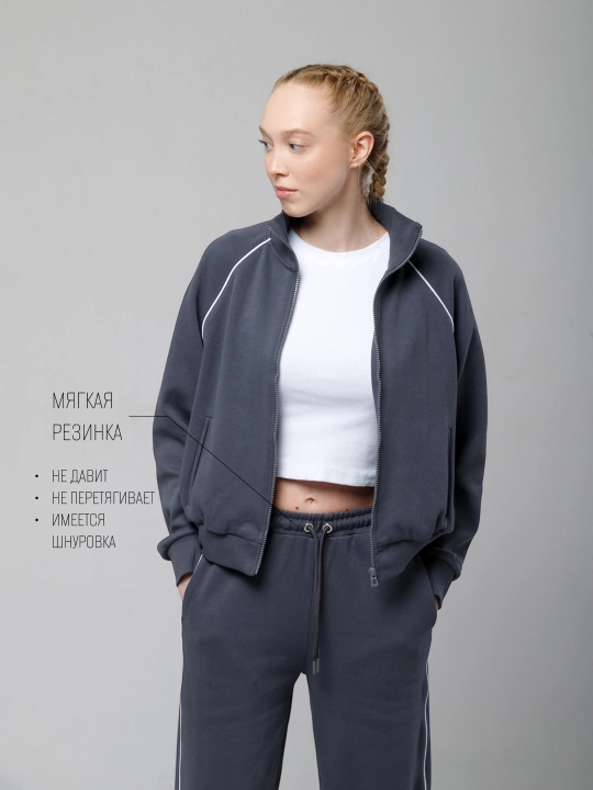 Ayollar kundalik sport kostyumi, ikki qismli, bomber va shimlar, S - L