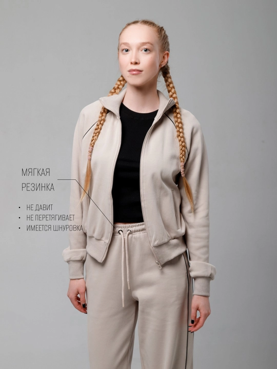 Ayollar kundalik sport kostyumi, ikki qismli, bomber va shimlar, S - L