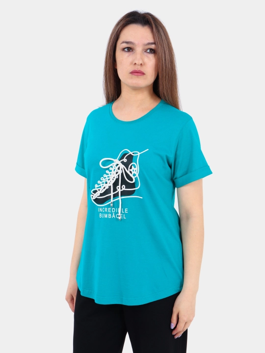 Ayollar sport to'plam, ikki qismli, katta o'lchamli, dumaloq yoqali, printli, ASANTA 2