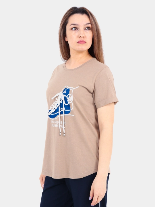 Ayollar sport to'plam, ikki qismli, katta o'lchamli, dumaloq yoqali, printli, ASANTA 2