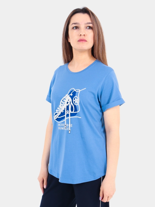 Ayollar sport to'plam, ikki qismli, katta o'lchamli, dumaloq yoqali, printli, ASANTA 2