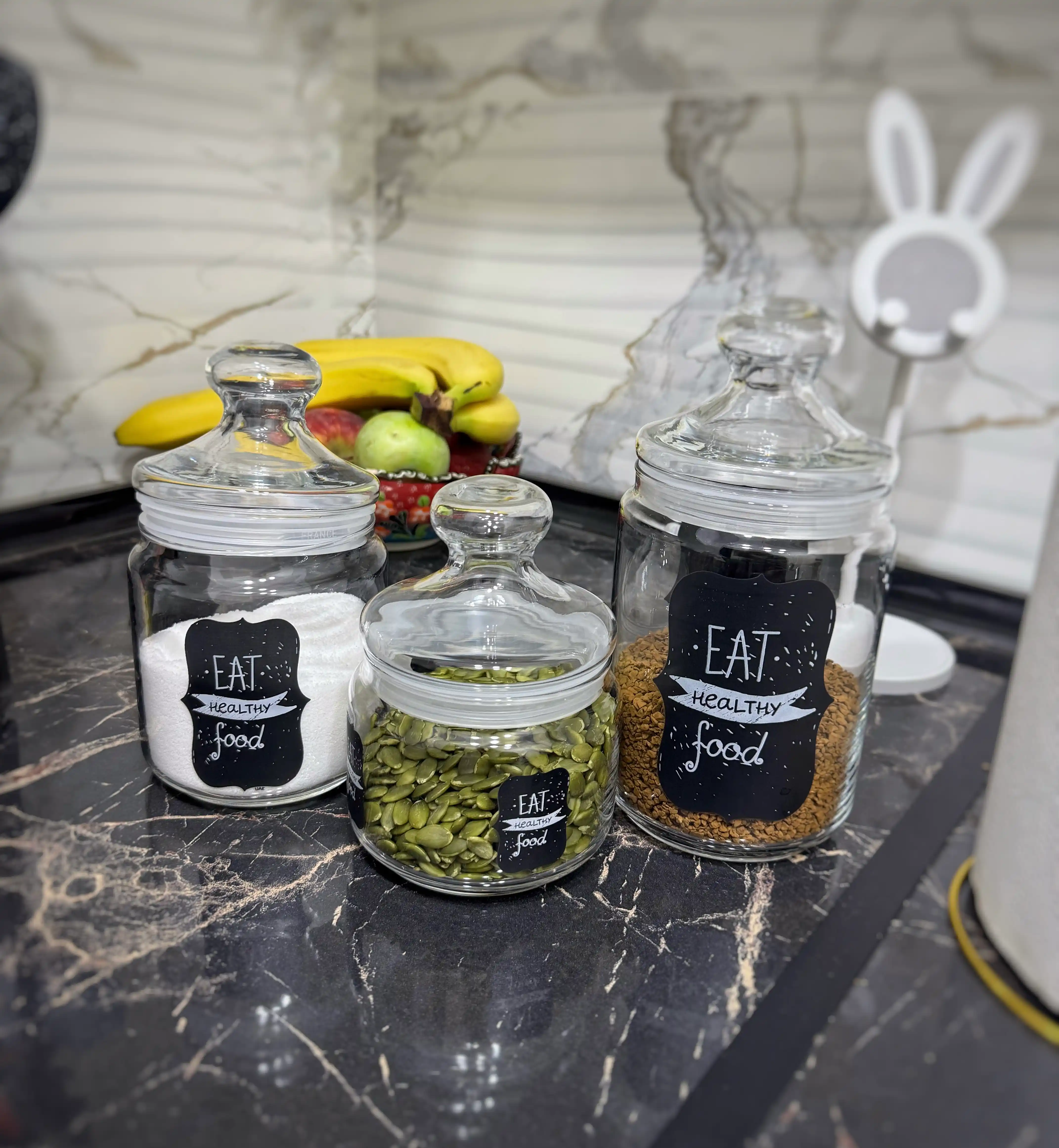 Sochiluvchan moddalarni saqlash uchun Luminarc shisha bankalar to‘plami,500ml/750ml/1000ml