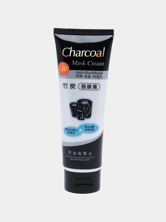 Charcoal Face Mask, qora, oqartiruvchi, yuz uchun ko‘mirli niqob, 130 gr