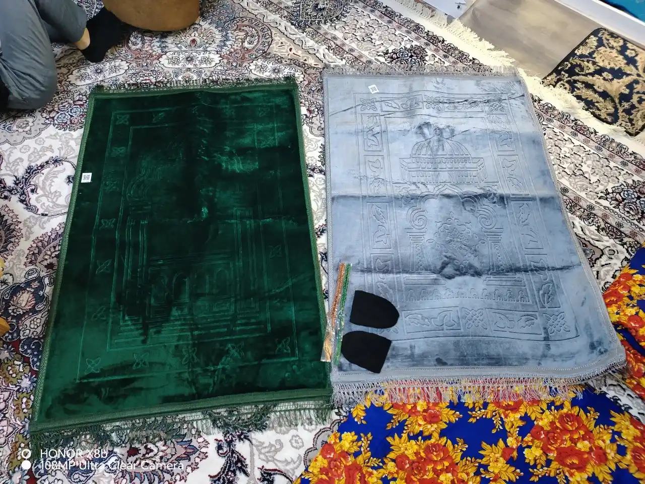 Коврик для намаза Рояль, жойнамоз мягкий и плотный из бамбука, четки и тюбетейка в подарок