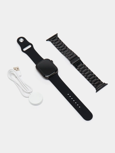 Умные Часы Smart Watch Series 10,46 мм, AMOLED Экран, Bluetooth Звонки, 2Ремешка, Jet Black