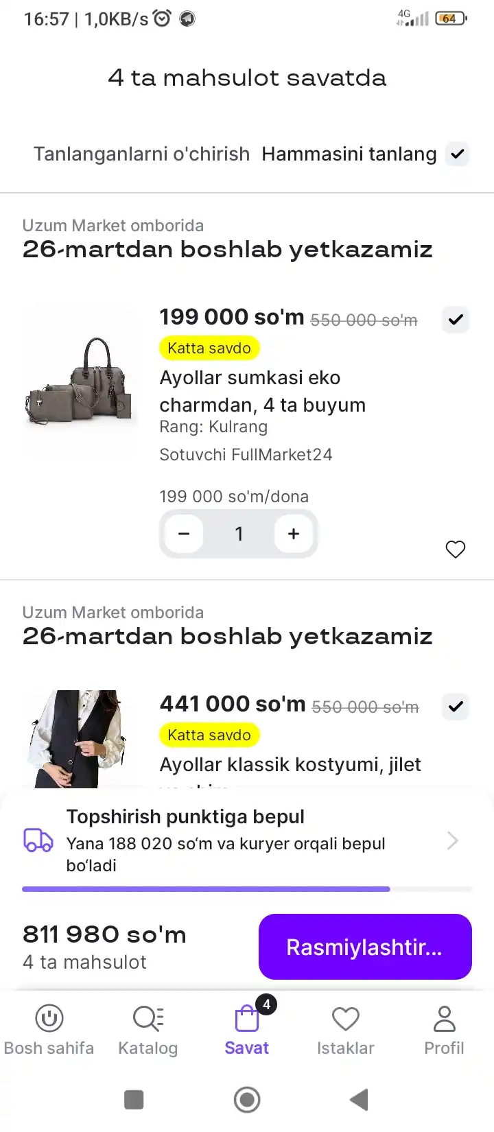 Sumka ayollar uchun to‘plam 4 ta 1 da ekocharmdan — ayollar sumkasi universal to‘plam