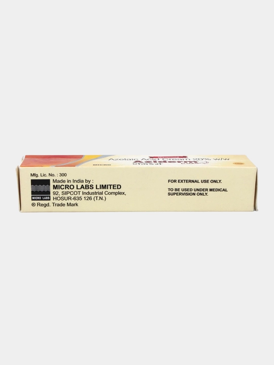 Aziderm 20% krem, 15 g — terini tozalash va silliqlash uchun azelayin formulali krem