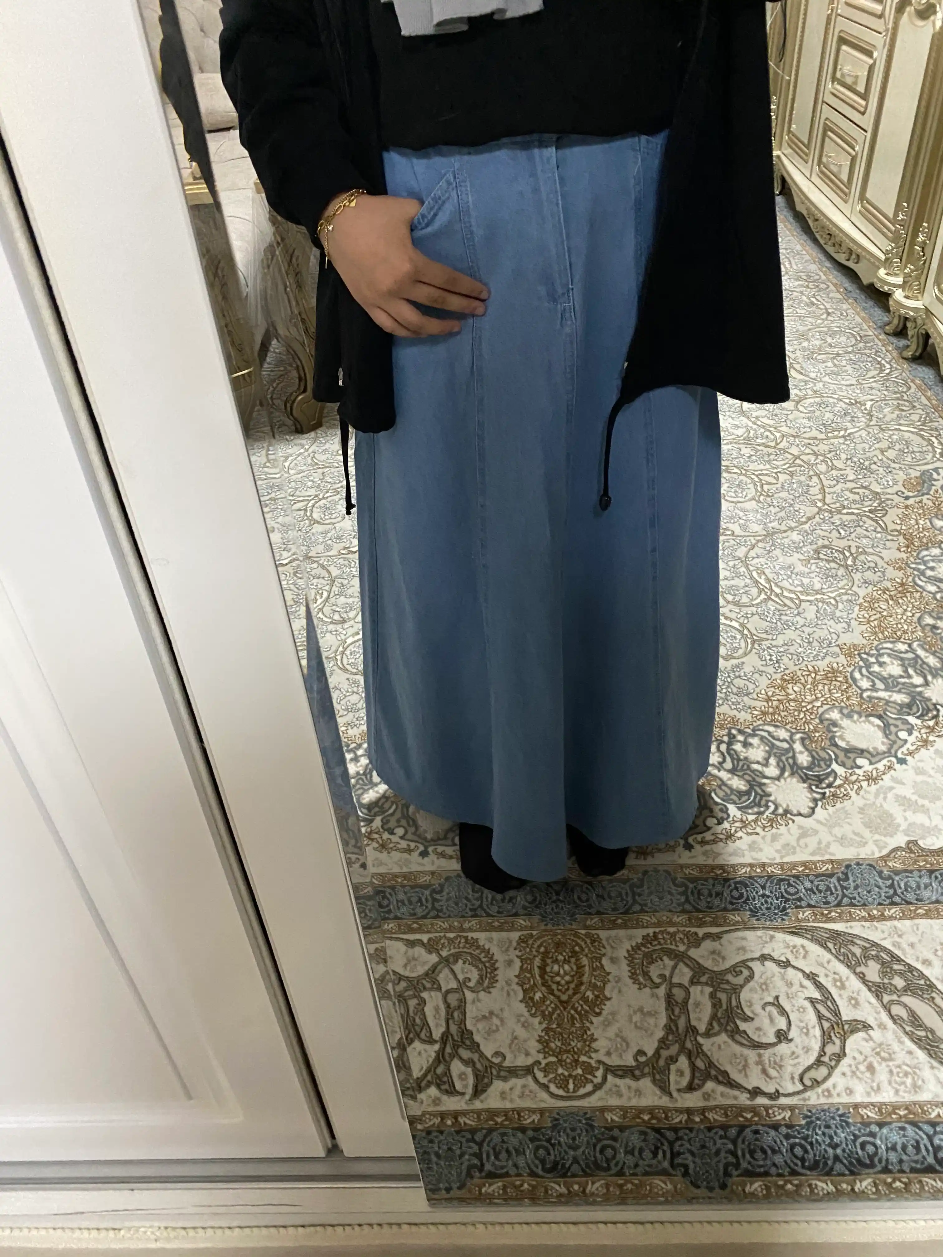 Yubka, ayollar va qizlar uchun, uzun, keng, jinsi yubka, standart o'lcham 42-46