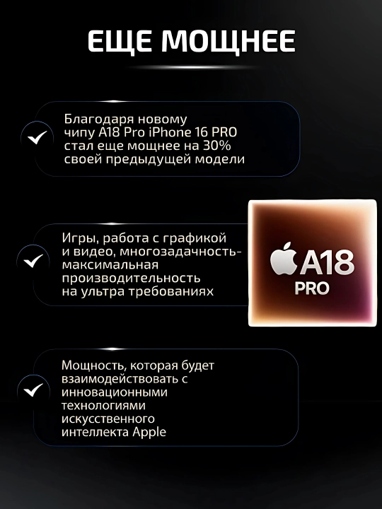 Смартфон iPhone 16 Pro, 128, 256, 512 ГБ, 1 ТБ, 1 SIM, Dual SIM, чехол в подарок