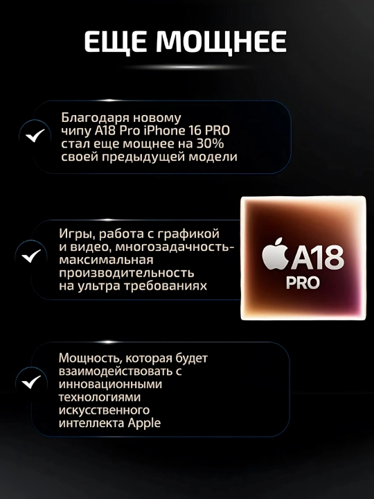 Смартфон iPhone 16 Pro, 128, 256, 512 ГБ, 1 ТБ, 1 SIM, Dual SIM, чехол в подарок