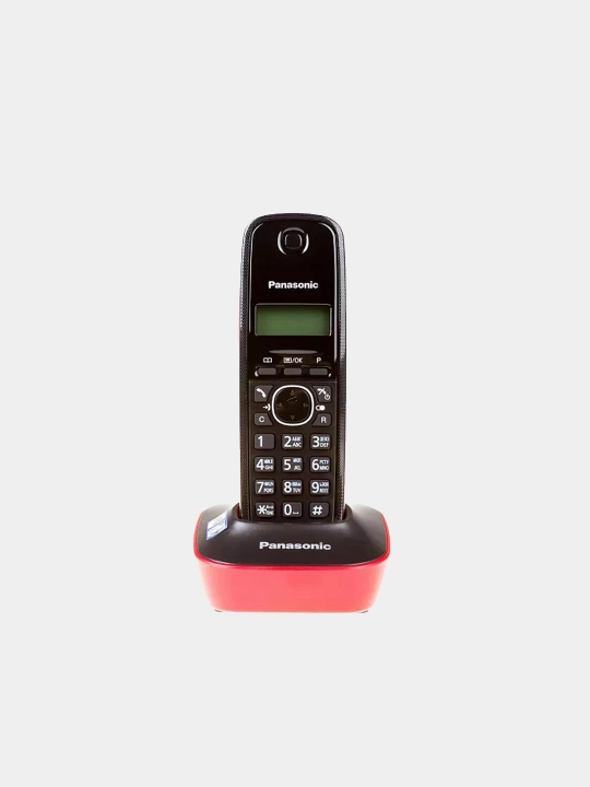 DECT Panasonic KX-TG1611RU simsiz radiotelefoni, qora-qizil, 1 ta trubka