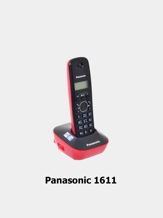 Беспроводной стационарный телефон DECT Panasonic KX-TG1611RU, черный с красным, 1 трубка - 