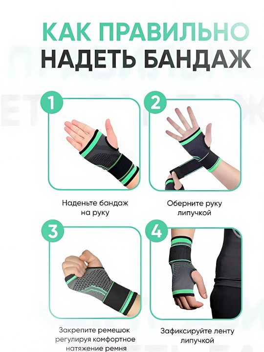 Бандаж на запястье, 1 шт, универсальный размер, фиксирующий сустав