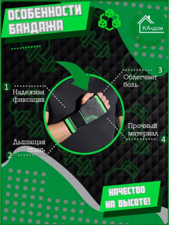 Бандаж на запястье, 1 шт, универсальный размер, фиксирующий сустав