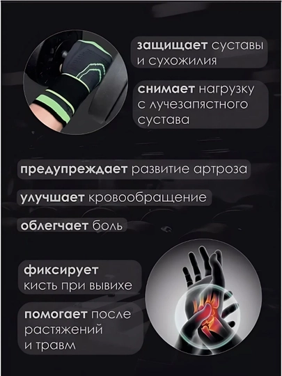 Бандаж на запястье, 1 шт, универсальный размер, фиксирующий сустав