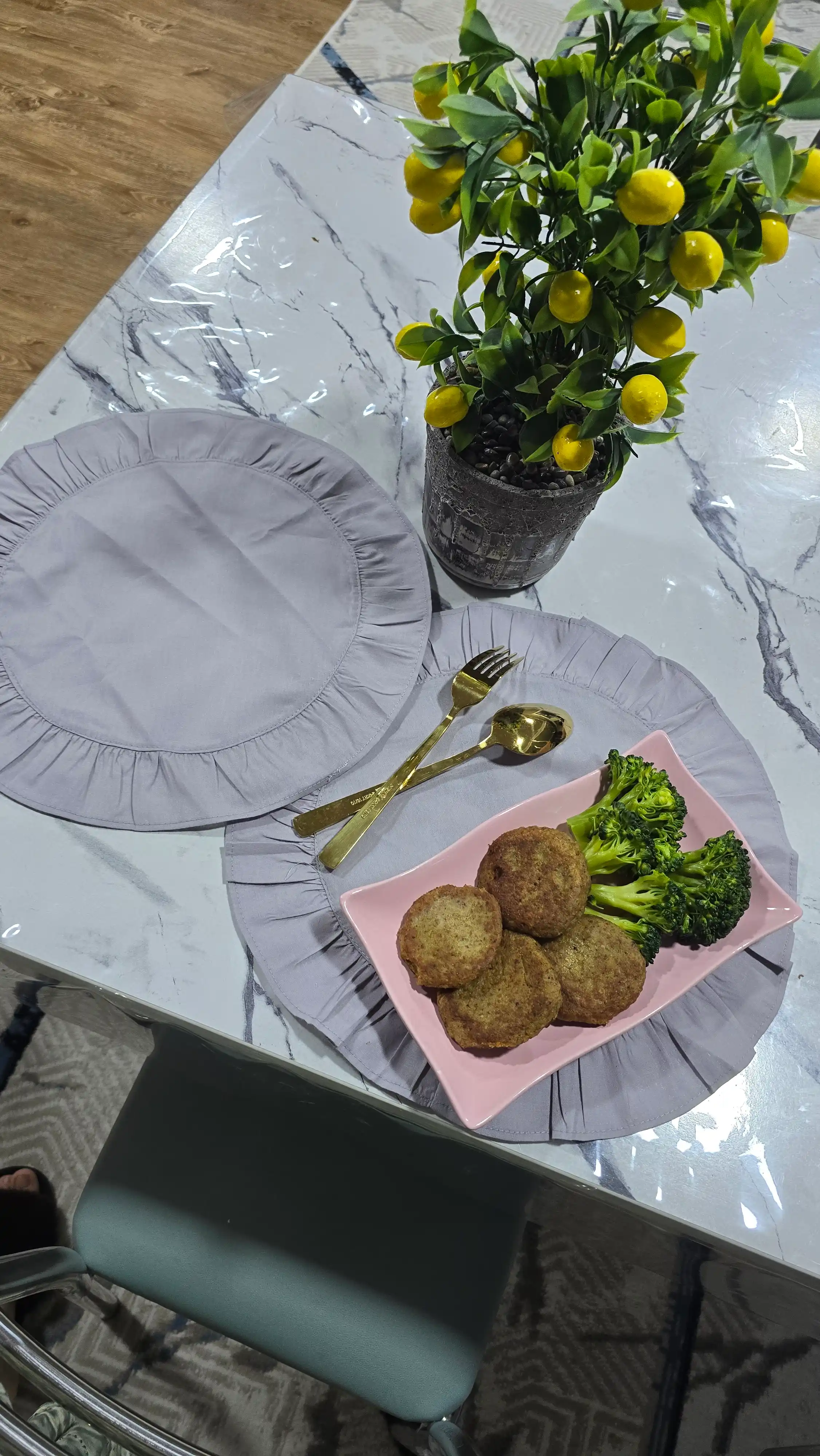 Servis salfetkalari, 2 dona, 100% paxta, likopcha ostiga mo‘ljallangan matoli tagliklar