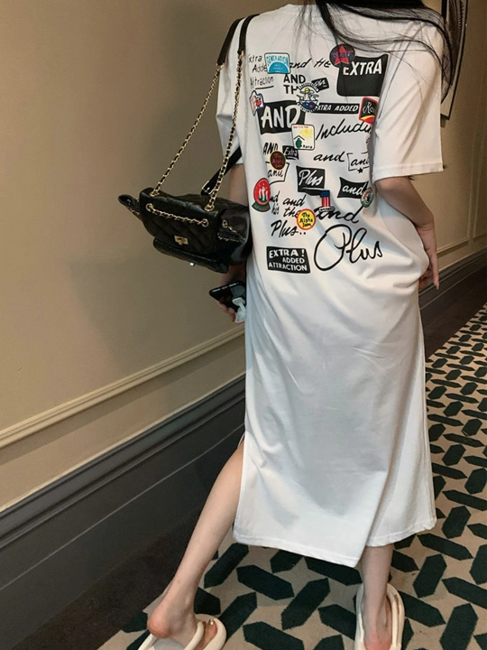 Платье футболка с принтом, для дома, повседневное — EllyFashion