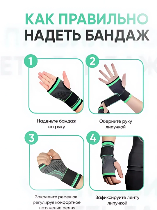 Бандаж на запястье, 1 шт, универсальный размер, фиксирующий сустав
