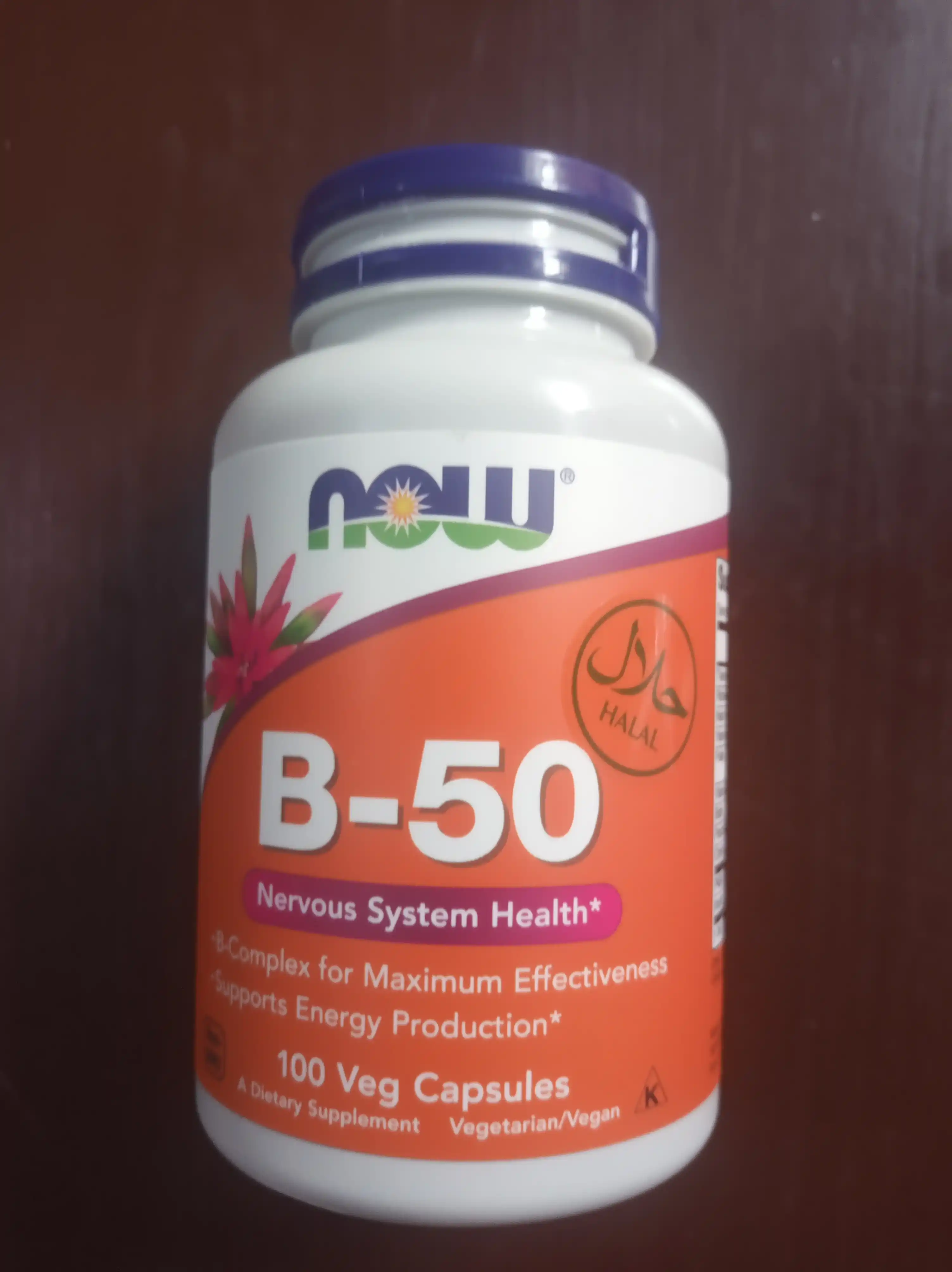 NOW Supplements, Vitamin B-50 mg, asab tizimining salomatligi, Halol