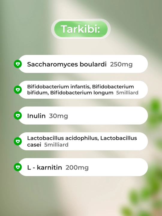 Biomaar probiotik prebiotik, ichak mikroflorasi uchun No30, Damaar