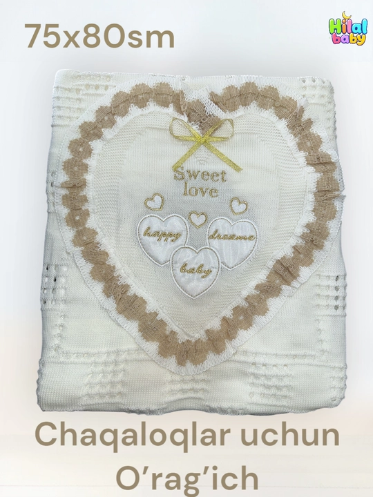 Chaqaloqlar uchun o'rag'ich, yurakcha surati tushurilgan pled - 