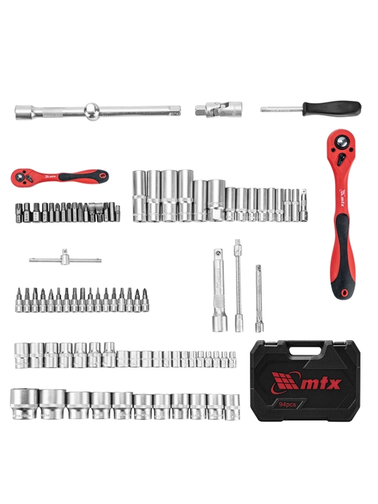 Набор инструментов МТХ, 1/2", 1/4", CrV, кейс, 94 предмета, 135099