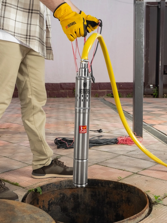 Quduq nasosi DENZEL DWS-3-75, diametri 3, 500W, 1600 litr/soat, bosim 75 m, vintli, 97250