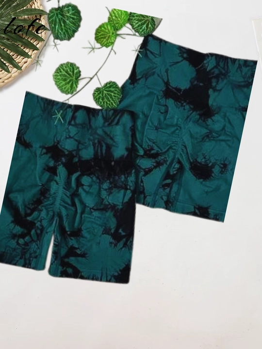 Шорты спортивные, велосипедки, Push-up, Tie-dye, с высокой посадкой, утягивающие