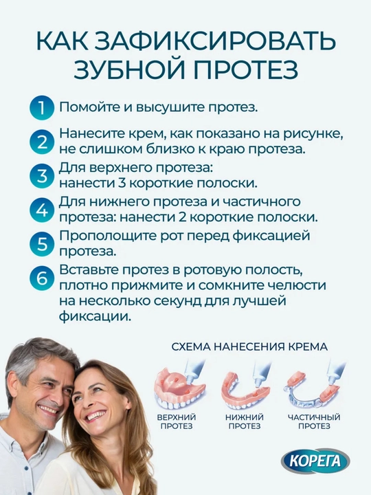 Корега крем для фиксации зубных протезов, мятный вкус, 70 г