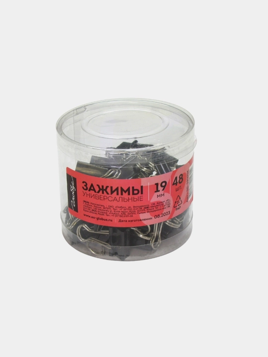 Зажимы для бумаг Глобус, 19 мм, 48 шт. черные - 