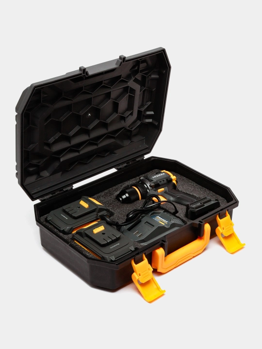 Shurup buragich cho'tkasiz motor Eramax, 10 mm, zaryad ko'rsatkichi bilan drel