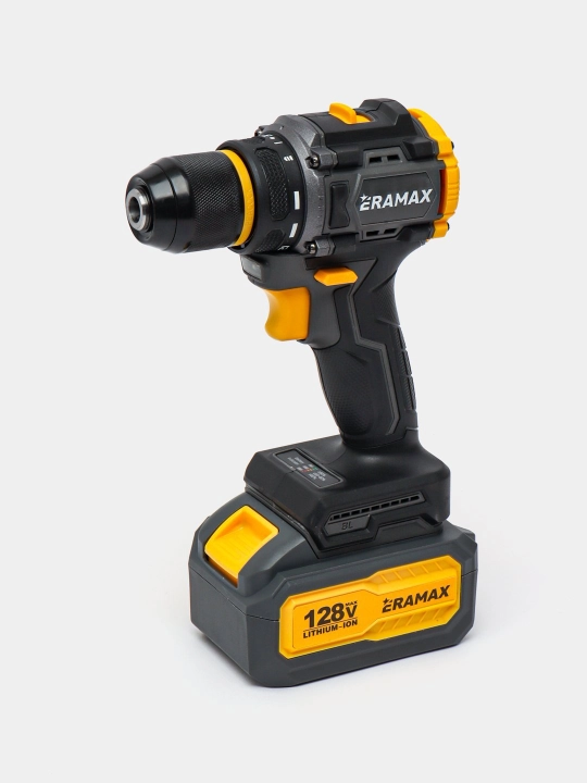 Shurup buragich cho'tkasiz motor Eramax, 10 mm, zaryad ko'rsatkichi bilan drel