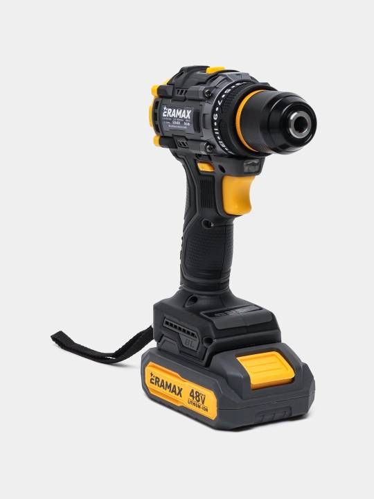 Shurup buragich cho'tkasiz motor Eramax, 10 mm, zaryad ko'rsatkichi bilan drel
