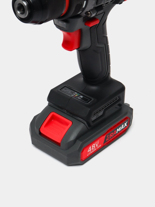 Shurup buragich cho'tkasiz motor Eramax, 10 mm, zaryad ko'rsatkichi bilan drel