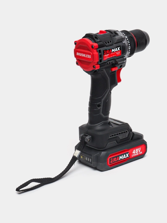 Shurup buragich cho'tkasiz motor Eramax, 10 mm, zaryad ko'rsatkichi bilan drel