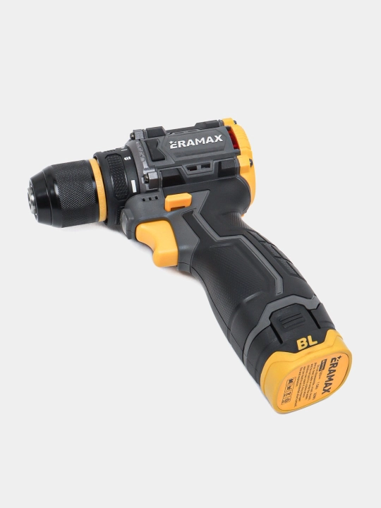 Shurup buragich cho'tkasiz motor Eramax, 10 mm, zaryad ko'rsatkichi bilan drel