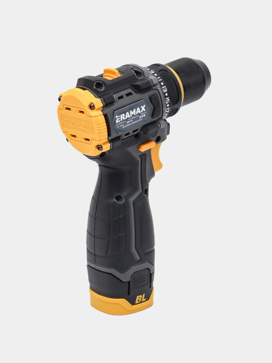 Shurup buragich cho'tkasiz motor Eramax, 10 mm, zaryad ko'rsatkichi bilan drel
