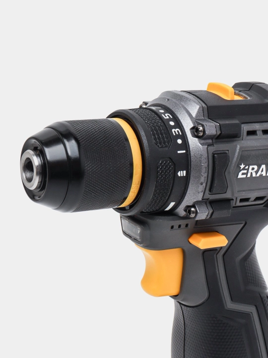 Shurup buragich cho'tkasiz motor Eramax, 10 mm, zaryad ko'rsatkichi bilan drel