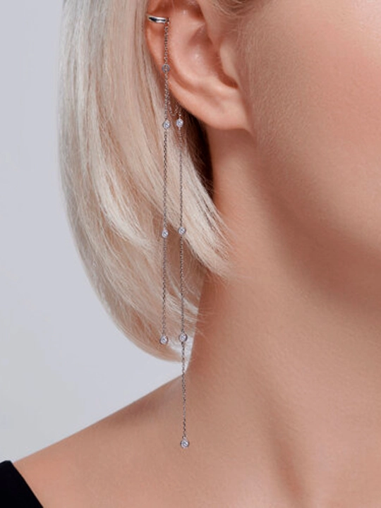 Серьга из серебра с фианитами SOKOLOV, 94170280