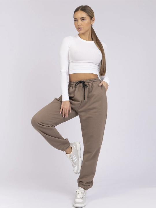 Ayollar sport shimlari, klassik joggerlar, keng oversize shim, rezinkali triko