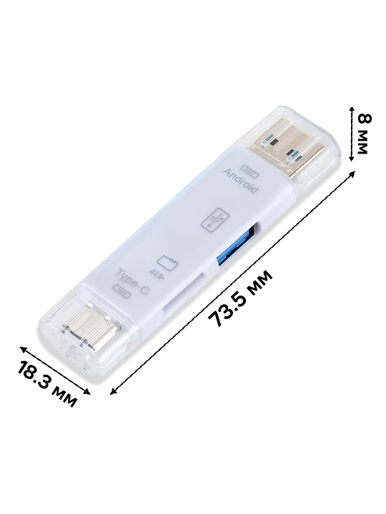 Kartrider ko‘p funksiyali 5 ta birda, USB, Type-C, Micro USB, SD va TF kartalar uchun