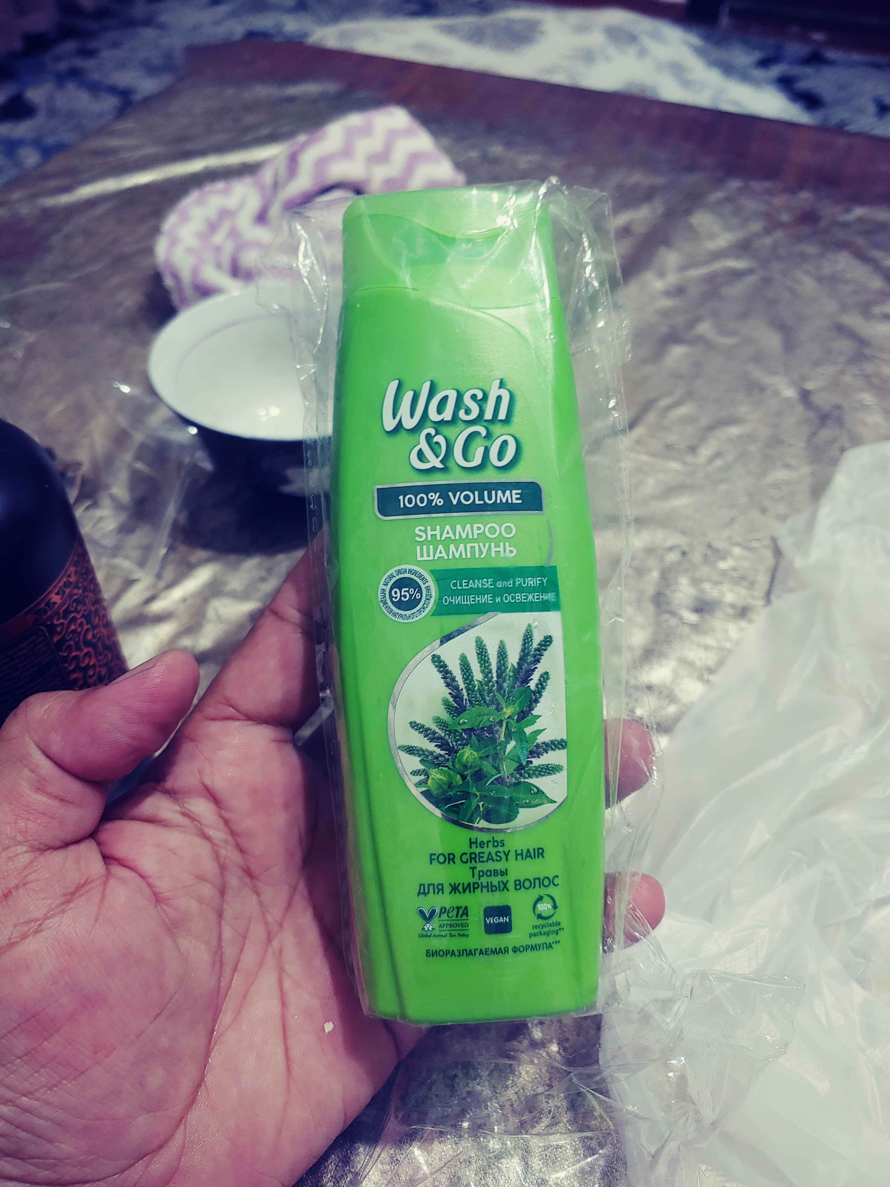 Шампунь для волос Wash & Go, экстракт лечебных трав для жирных волос, 180 мл