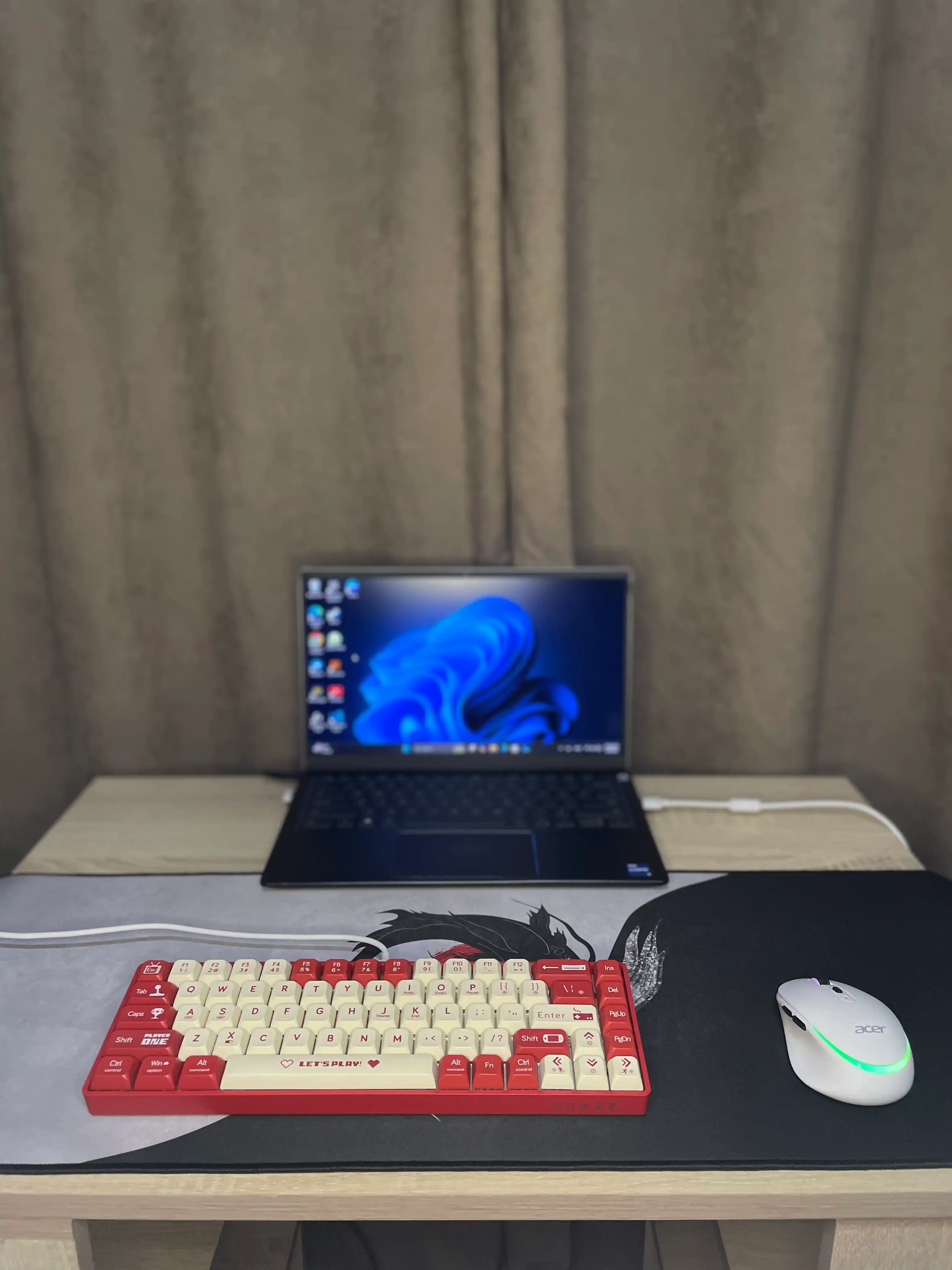 Simsiz kompyuter mini-sichqonchasi ACER, 2 rejim Bluetooth +2.4G, RGB orqa yorug'lik bilan