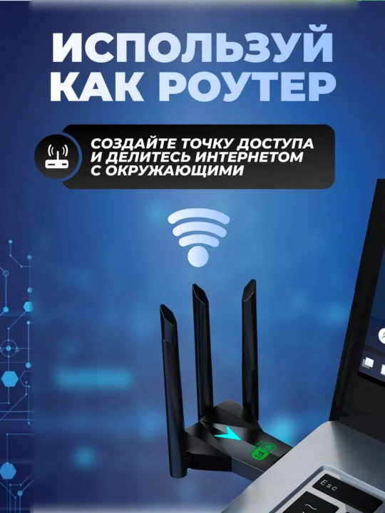 WI-FI адаптер Go-Des GD-BT318, до 1200 м, без помех, 300 Мбит/с