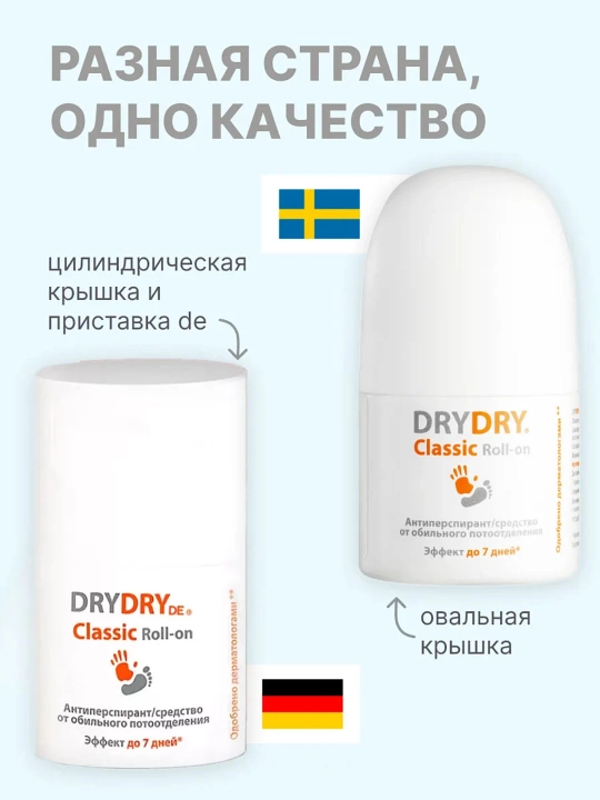 Antiperspirant ter va hidga qarshi Dry Dry de Classic Roll-on, 35 ml