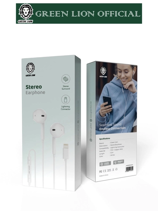 Simli quloqchinlar Lighting Green Lion Stereo Earphone, mikrofon bilan