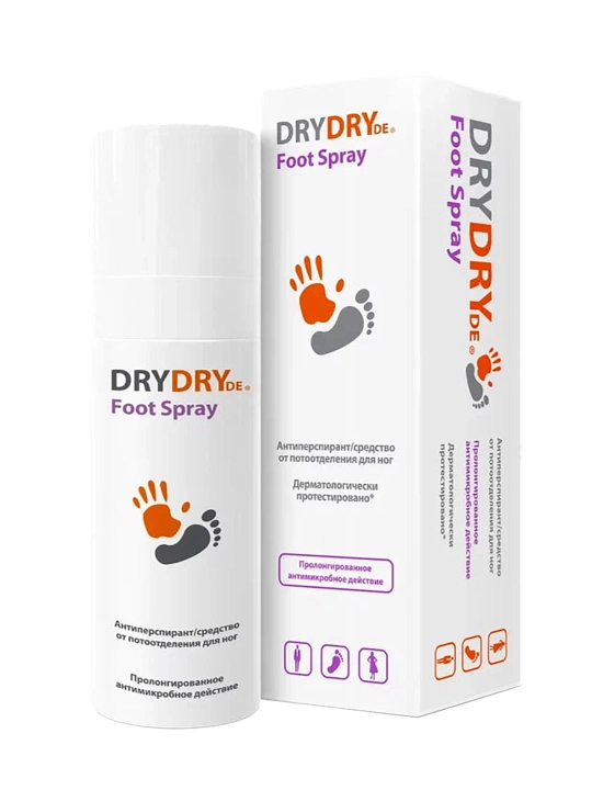 Дезодорант антиперспирант Dry Dry de Foot Spray, средство для ног от потоотделения