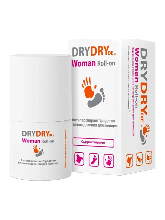 Parfyumlangan dezodorant Dry Dry de Woman Roll-on, ayollar uchun