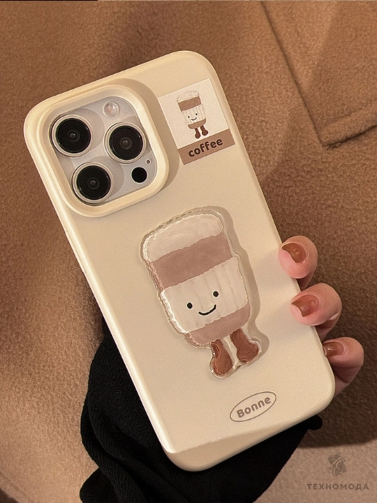 Милый силиконовый чехол с 3D стикерами для iPhone 11/12/13/14/15/16 Pro/ProMax